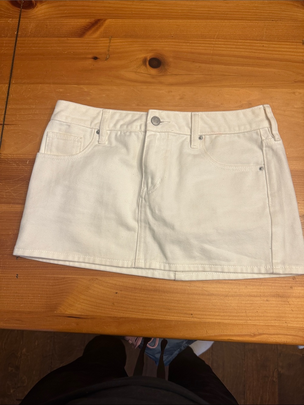 Pacific Sunwear Cream White Denim Mini Skirt with Front Pockets